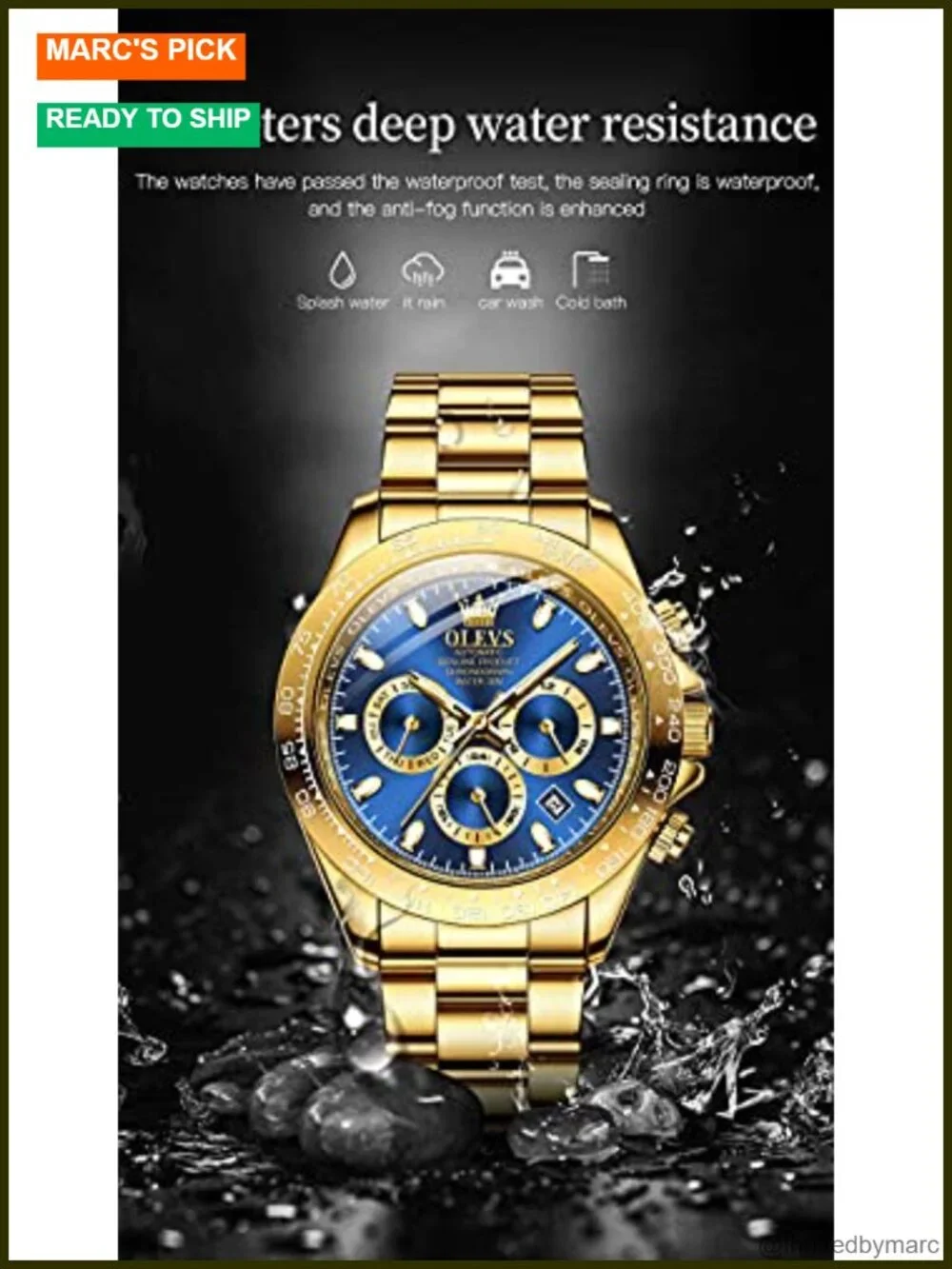 Automatic Gold Watch Luminous Calendar Stainless Steel Waterproof